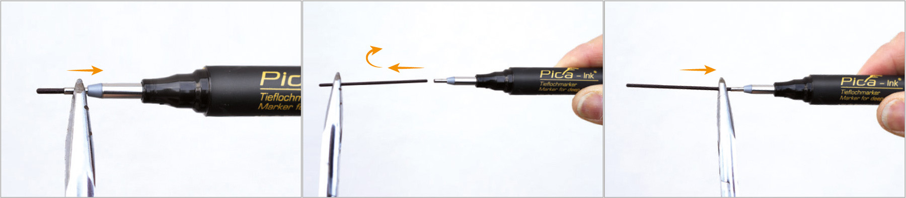 Перевертання стрижня в маркері Pica-Ink Deep Hole Marker